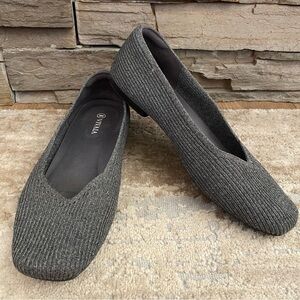 Vivaia Margot 2.0 Square Two V Knit Flats Shoes Dark Gray Slip On Ballet: 40.5
